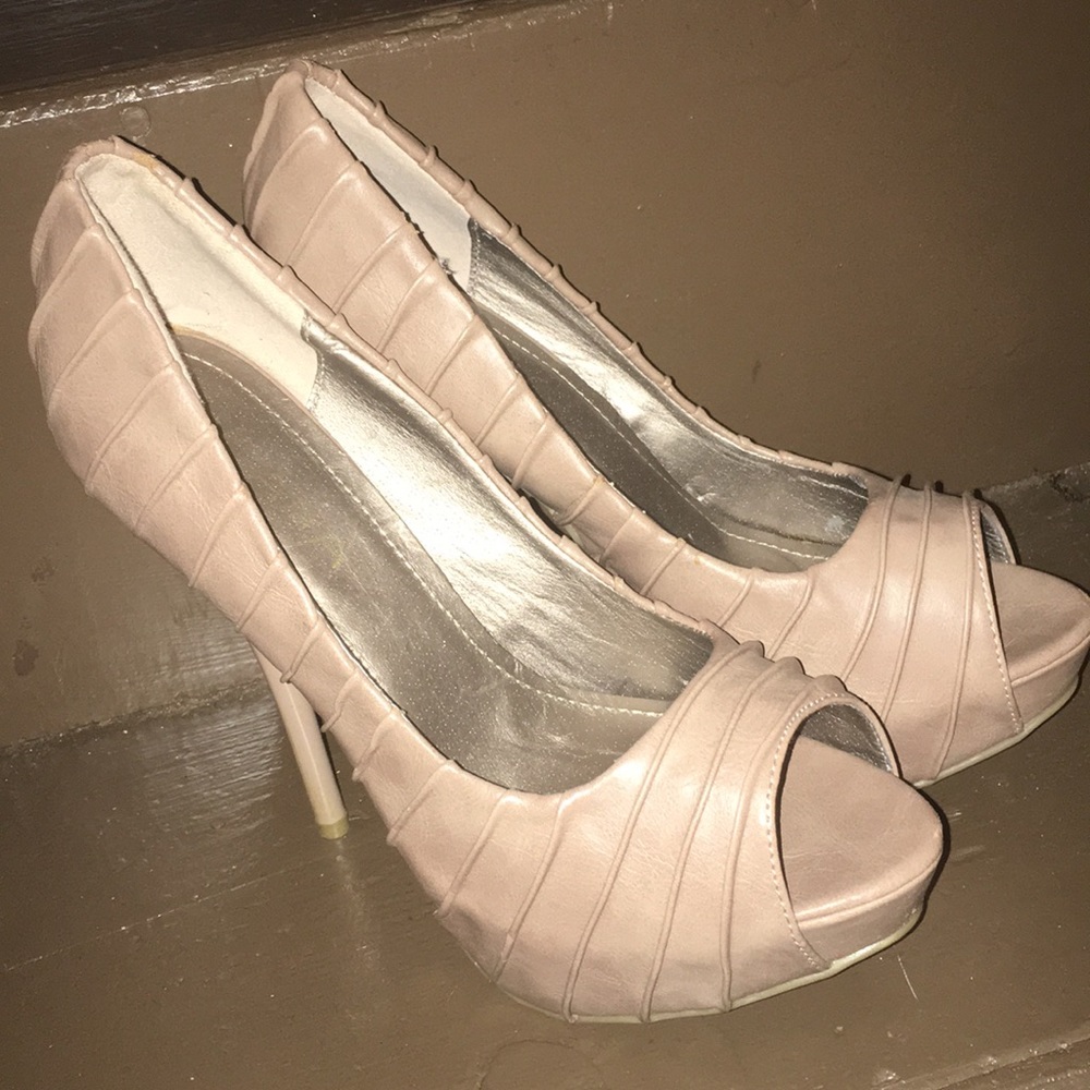 EUC worm once beige platform heels